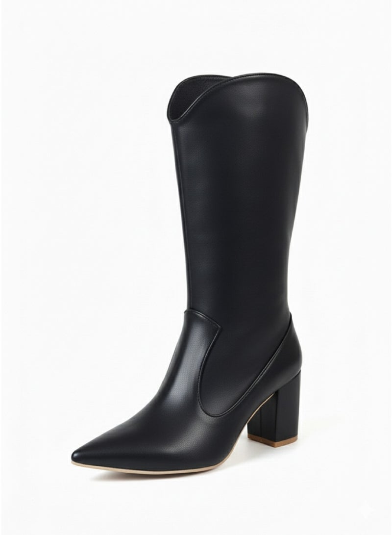 Vbranda Elegant mid-calf boots with a sleek pointed toe and block heel B-52 - Image 4